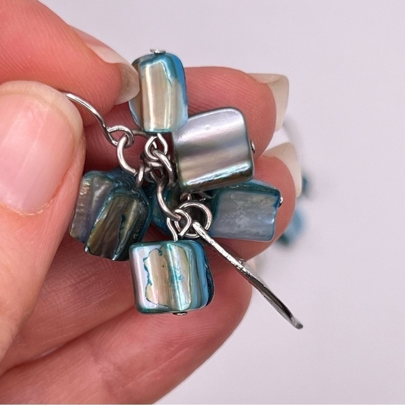 Dangly Beaded Earrings with Metal Feather Accent - Picture 4 of 7